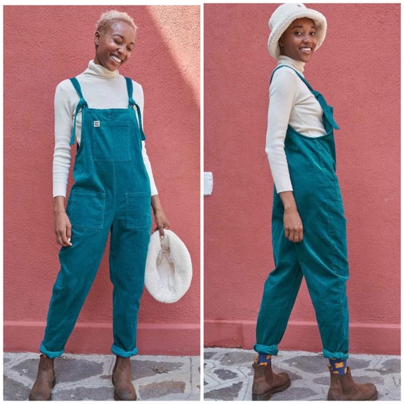 Lucy & Yak Pants - Lucy And Yak Original Dungaree Organic Corduroy Teal Small